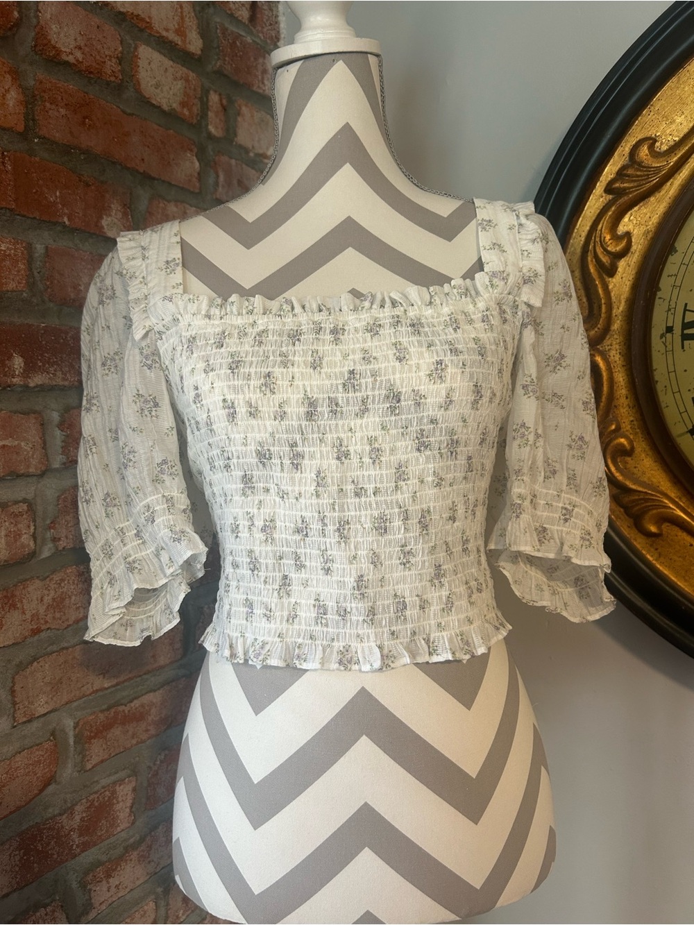 H&M • Floral Smocked Blouse